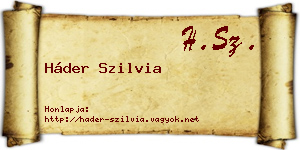 Háder Szilvia névjegykártya