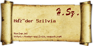 Háder Szilvia névjegykártya